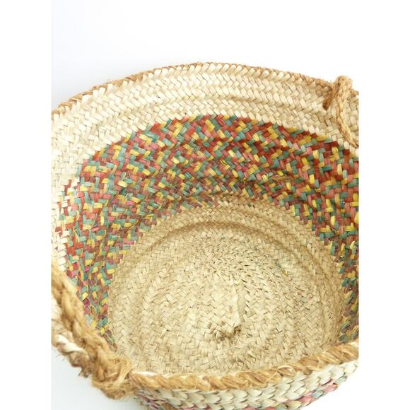 Vintage Open Basket 11" Tall Rustic Boho Farmhouse Decor - Picture 4 of 5